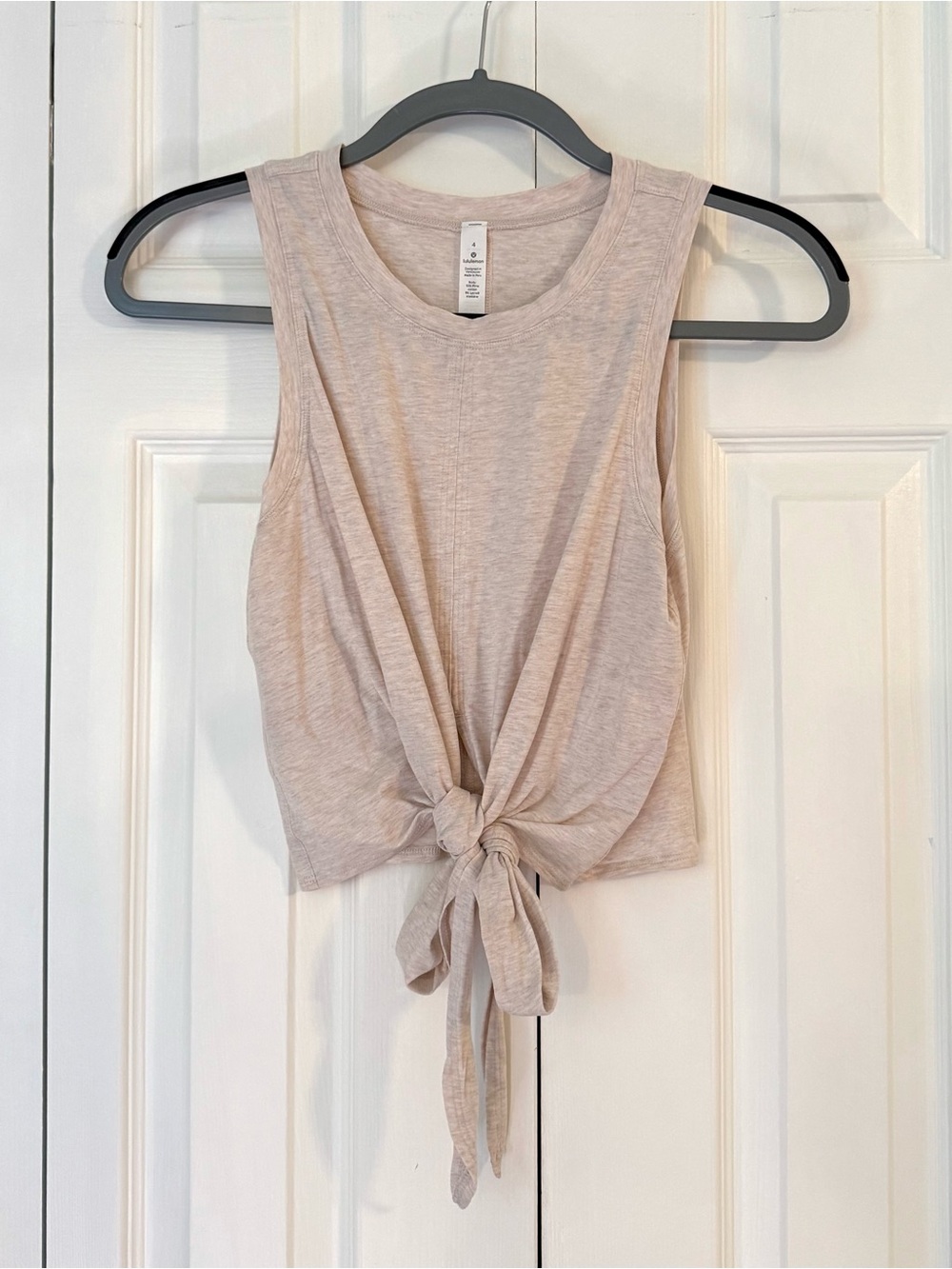 Lululemon Time to Restore Wrap Tank Beige Heather Size 4 Pima Cotton